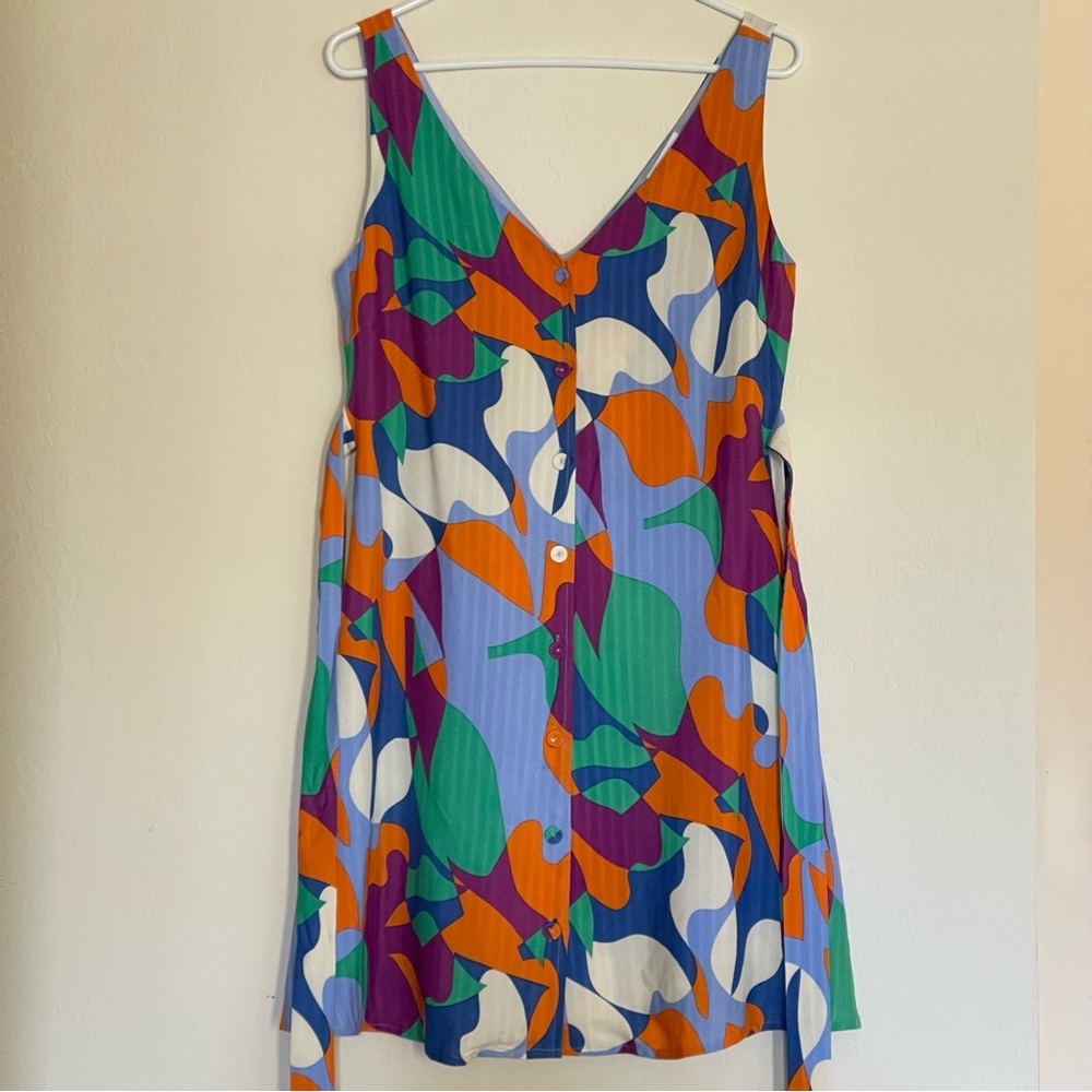 FRNCH Paris Elora Mini Abstract Button Dress Carnival Print Size Small